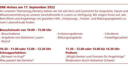 Infobox zum Thementag Demenz